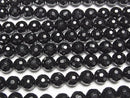 [Video] Black Tourmaline AAA 128Faceted Round 10mm half or 1strand beads (aprx.15inch / 38cm)