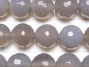 Gray Onyx AAA 128 Faceted Round 14 mm half or 1 strand beads (aprx. 14 inch / 35 cm)