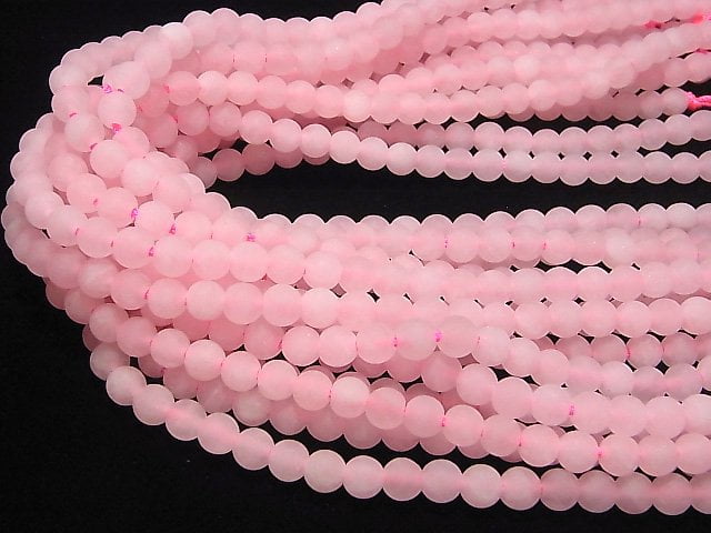 1strand $7.79! Frost Rose Quartz Round 6mm [1.5mm hole] 1strand beads (aprx.15inch / 38cm)
