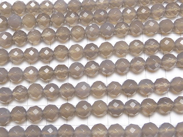 1strand $8.79! Gray Onyx AAA 64 Faceted Round 8 mm 1strand beads (aprx.15 inch / 38 cm)