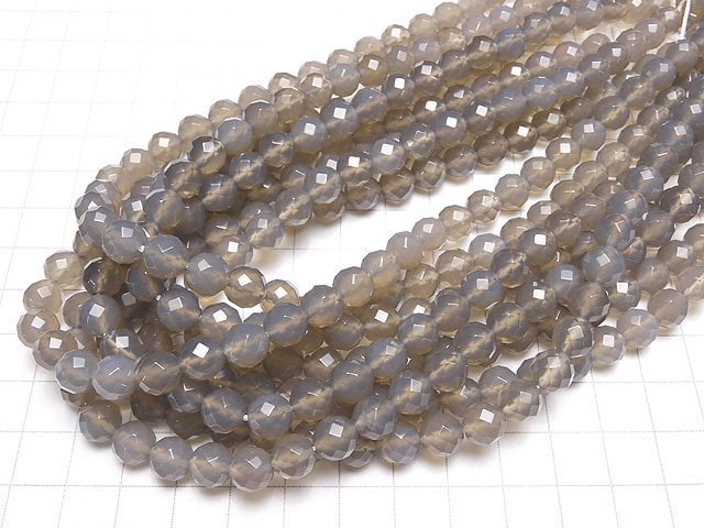 1strand $8.79! Gray Onyx AAA 64 Faceted Round 8 mm 1strand beads (aprx.15 inch / 38 cm)