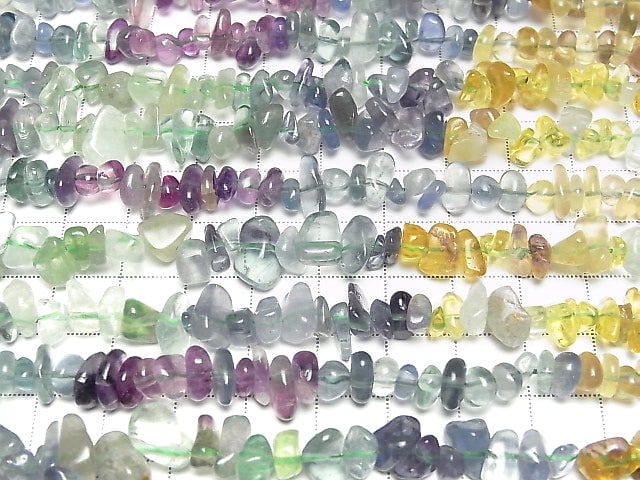 [Video] Multicolor Fluorite AAA Chips (Small Nugget) Color Gradation 1strand beads (aprx.15inch/36cm)