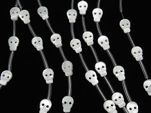 High quality Mother of Pearl MOP AAA Skull Shape White half or 1strand (Approx 14pcs)