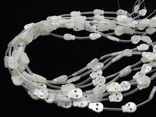 High quality Mother of Pearl MOP AAA Skull Shape White half or 1strand (Approx 14pcs)