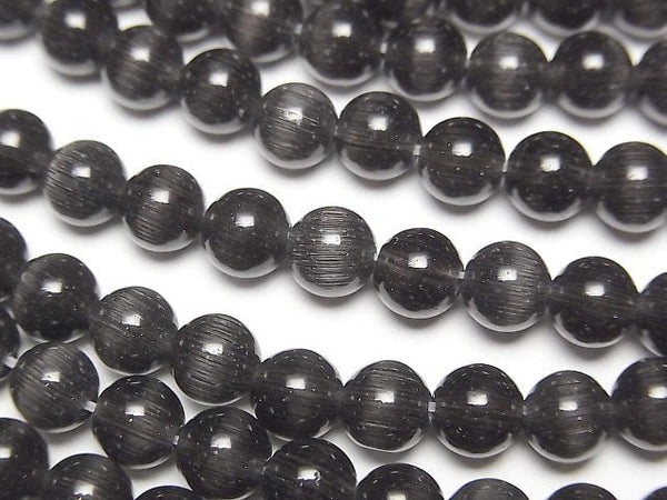 [Video] Black color Cat's Eye Round 6mm 1strand beads (aprx.14inch/34cm)