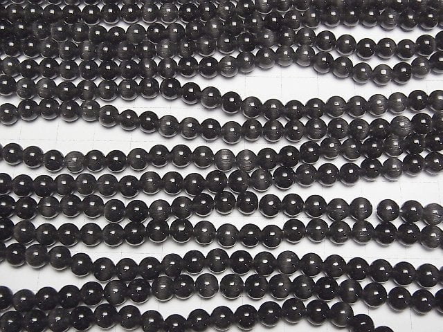 [Video] Black color Cat's Eye Round 6mm 1strand beads (aprx.14inch/34cm)