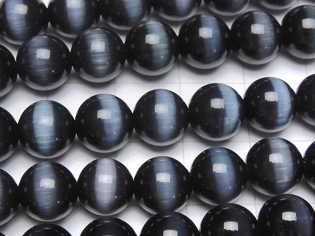 [Video] Gray Color Cat's Eye (Glass) Round 8mm 1strand beads (aprx.14inch / 35cm)