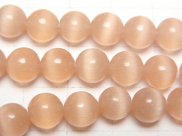 [Video]Light Orange color Cat's Eye Round 8mm 1strand beads (aprx.14inch/34cm)