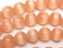 [Video]Light Orange color Cat's Eye Round 10mm 1strand beads (aprx.14inch/35cm)