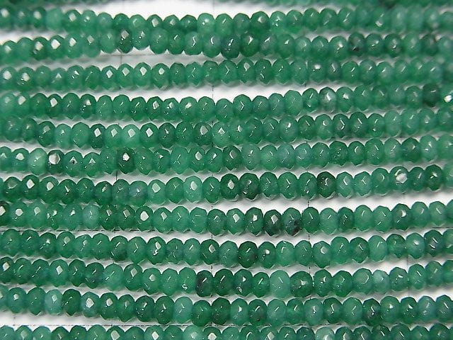 1strand $7.79! Green color Jade Faceted Button Roundel 2.5 x 2.5 x 2 mm 1strand beads (aprx.15 inch / 36 cm)