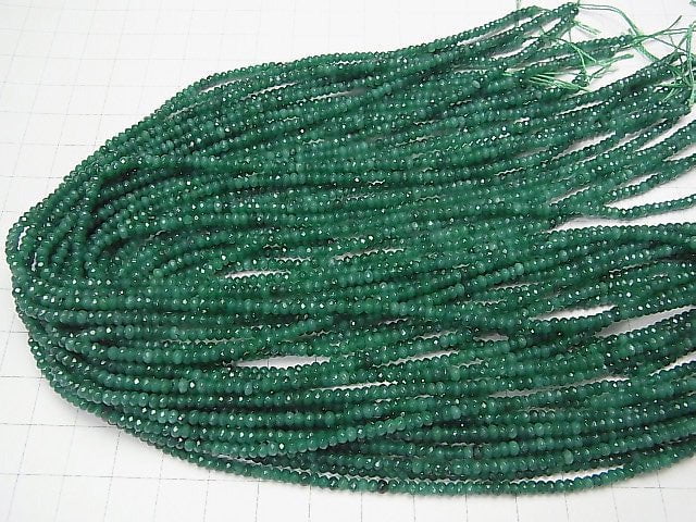 1strand $7.79! Green color Jade Faceted Button Roundel 2.5 x 2.5 x 2 mm 1strand beads (aprx.15 inch / 36 cm)