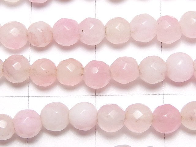 1strand $5.79! Pink & White Jade 32Faceted Round 4mm 1strand beads (aprx.15inch / 36cm)