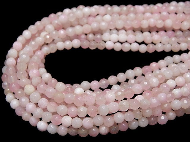 1strand $5.79! Pink & White Jade 32Faceted Round 4mm 1strand beads (aprx.15inch / 36cm)