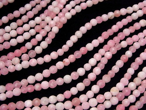 1strand $5.79! Pink & White Jade 32Faceted Round 4mm 1strand beads (aprx.15inch / 36cm)