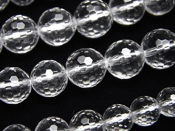 Crystal Quartz, Faceted Round Gemstone Beads