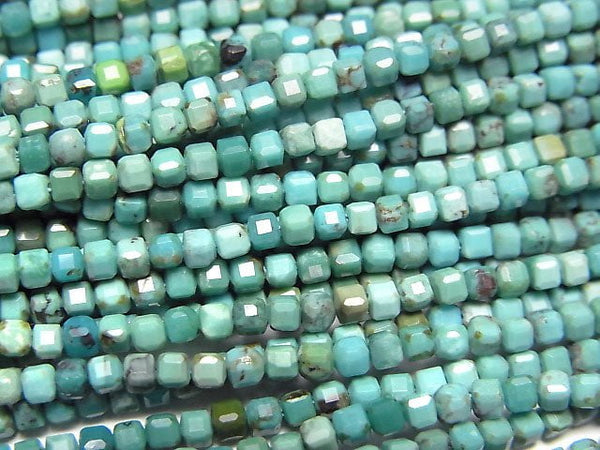 [Video] High Quality! Turquoise AA++ Cube Shape 2x2x2mm half or 1strand beads (aprx.15inch/37cm)
