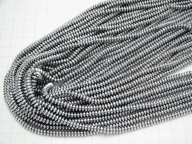 [Video] 1strand $3.79! Hematite Roundel 4 x 4 mm x 2 mm Silver coating 1 strand beads (aprx.15 inch / 37 cm)