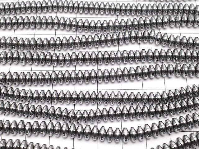 [Video] Hematite Rondelle 6 x 6 x 3mm Silver coating 1strand beads (aprx.15 inch / 38 cm)