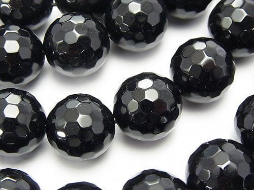 Faceted Round, Onyx Gemstone Beads