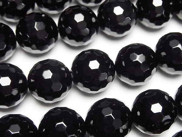 [Video] Onyx  128Faceted Round 14mm  half or 1 strand beads (aprx.15inch/37cm)