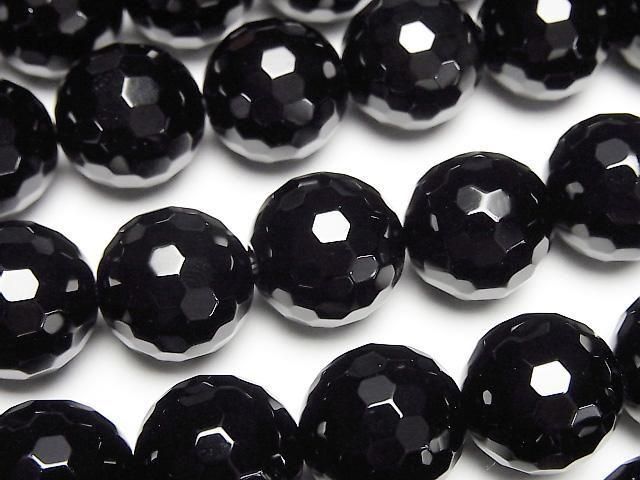 [Video] Onyx  128Faceted Round 14mm  half or 1 strand beads (aprx.15inch/37cm)