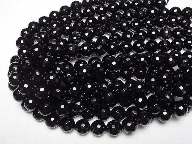 [Video] Onyx  128Faceted Round 14mm  half or 1 strand beads (aprx.15inch/37cm)