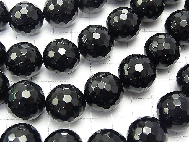 [Video] Onyx  128Faceted Round 18mm 1/4 or 1strand beads (aprx.14inch/34cm)