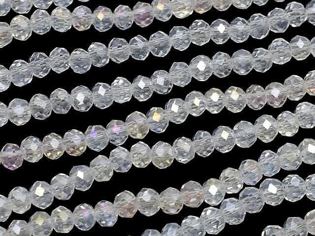 Glass Beads Faceted Button Rondelle 3x3x2.5mm Silver-Crystal AB 1strand beads (aprx.13inch/32cm)