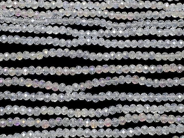 Glass Beads Faceted Button Rondelle 3x3x2.5mm Silver-Crystal AB 1strand beads (aprx.13inch/32cm)
