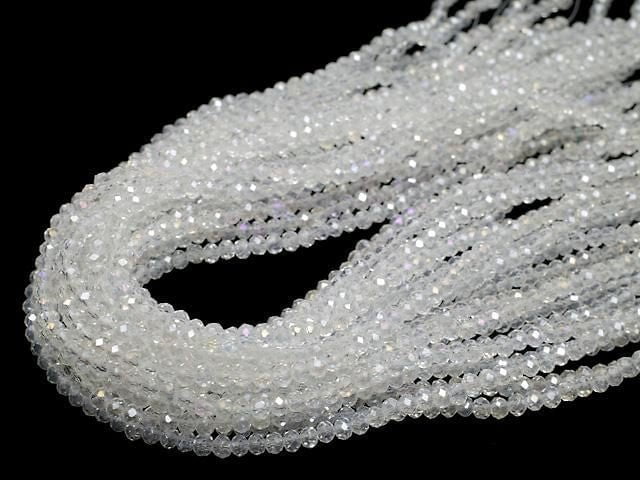 Glass Beads Faceted Button Rondelle 3x3x2.5mm Silver-Crystal AB 1strand beads (aprx.13inch/32cm)