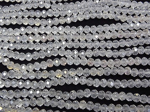 1strand $1.79! Glass Beads  Faceted Button Roundel 4 x 4 x 3 mm Crystal AB 1 strand beads (aprx.19 inch / 46 cm)