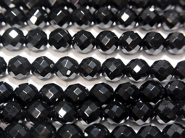 Sale! Onyx 64Faceted Round 6mm [1.2mm hole] 1strand beads (aprx.15inch/36cm)