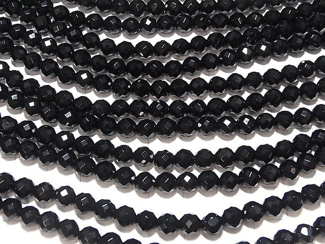 Sale! Onyx 64Faceted Round 6mm [1.2mm hole] 1strand beads (aprx.15inch/36cm)