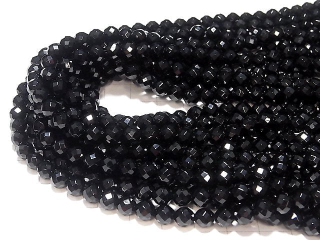 Onyx 64Faceted Round 6mm [1.5mm hole] 1strand beads (aprx.15inch/36cm)