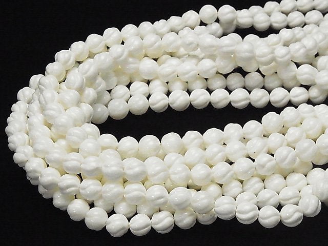 [Video] White Shell Round 10mm S line Twist 1strand beads (aprx.15inch / 37cm)