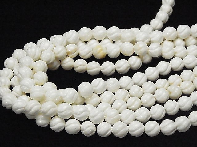 White Shell Round 12mm S line Twist half or 1strand beads (aprx.15inch / 38cm)