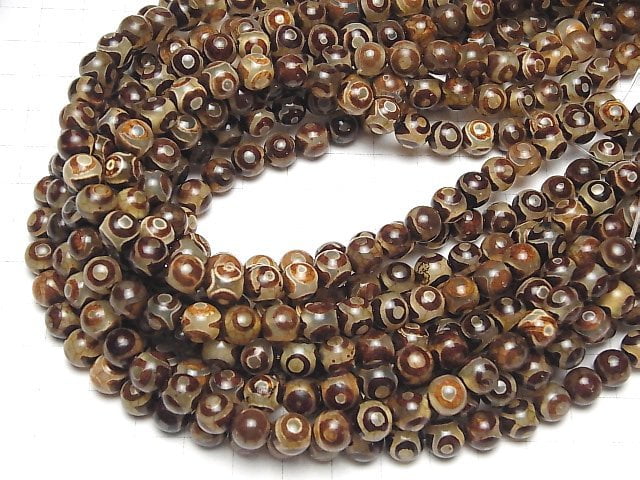 dZi Beads Round 8mm Brown 1strand beads (aprx.14inch/35cm)