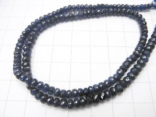 [One of a kind] Top Quality Blue Sapphire AAA Faceted Button Roundel 1strand beads (aprx.15inch / 37cm) NO.12