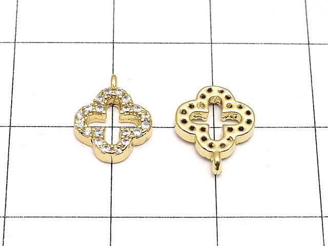 Metal Parts Charm 10 x 8 mm Flower Gold Color (with CZ) 1 pc $1.79