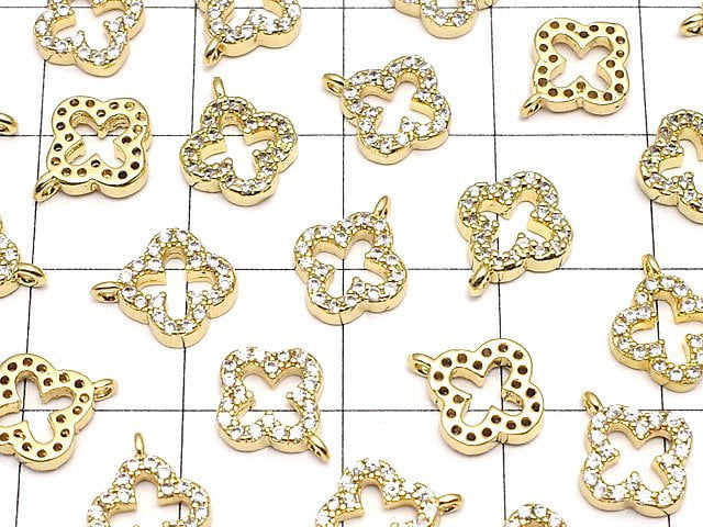 Metal Parts Charm 10 x 8 mm Flower Gold Color (with CZ) 1 pc $1.79