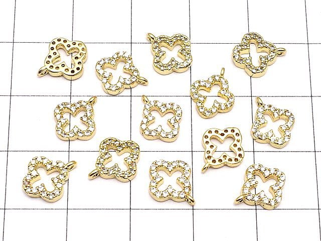 Metal Parts Charm 10 x 8 mm Flower Gold Color (with CZ) 1 pc $1.79