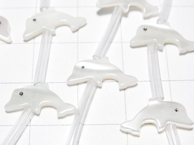 High Quality Mother of Pearl MOP AAA White Dolphin Shape half or 1strand (Approx 18pcs)