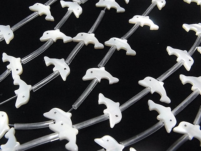 High Quality Mother of Pearl MOP AAA White Dolphin Shape half or 1strand (Approx 18pcs)