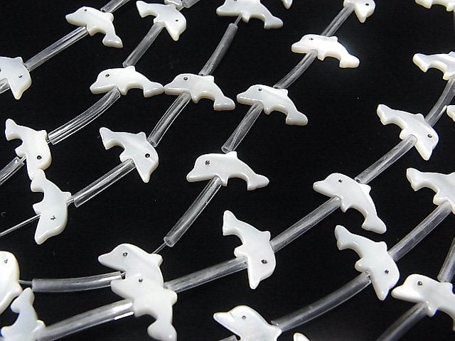 High Quality Mother of Pearl MOP AAA White Dolphin Shape Half or 1strand (Approx 18pcs)