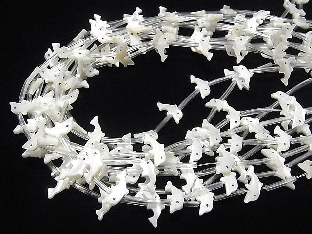 High Quality Mother of Pearl MOP AAA White Dolphin Shape half or 1strand (Approx 18pcs)