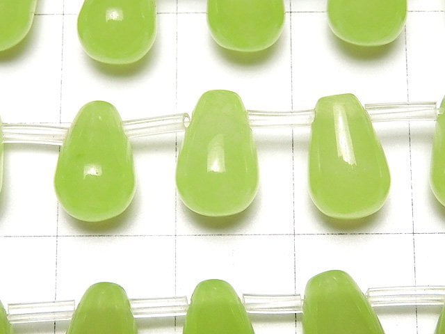 1strand $7.79! Yellow Green - Jade Drop 10 x 7 x 7 mm 1strand beads (aprx.15 inch / 38 cm)