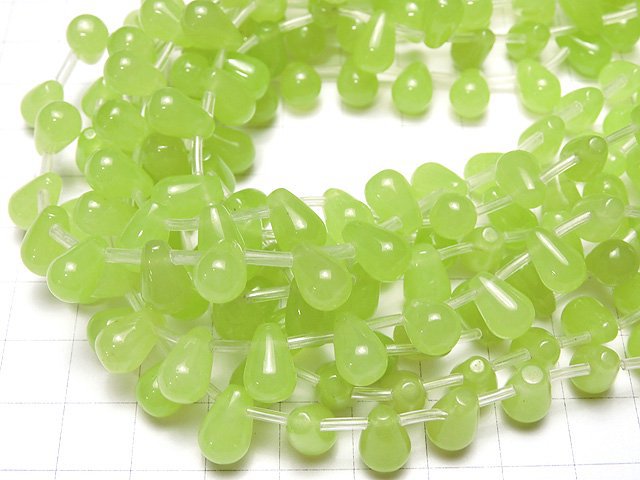 1strand $7.79! Yellow Green - Jade Drop 10 x 7 x 7 mm 1strand beads (aprx.15 inch / 38 cm)