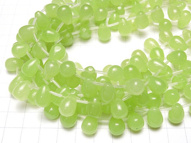 1strand $8.79! Yellow Green - Jade Drop 12 x 9 x 9 mm 1strand beads (aprx.15 inch / 38 cm)