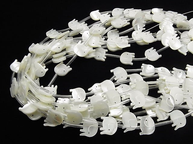 [Video] High Quality Mother of Pearl MOP AAA White Elephant Shape 13x12mm half or 1strand (Approx 14pcs)