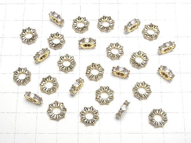 Metal parts Rondelle 9x9x3mm Gold color (with CZ) 3pcs